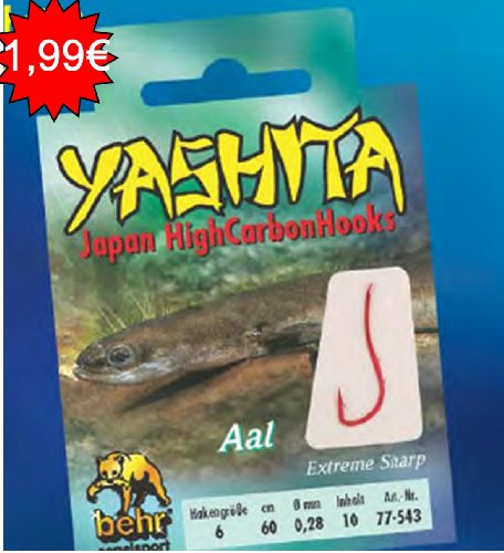 Behr Yashita gebundene Aalhaken - Haken extrem scharf -Vorfachlänge 60 cm, Verschiedene Stärken und Größen - rot, Hakengröße 6 - Vorfachstärke 0,28 mm Behr Yashita gebundene Aalhaken - Haken extrem scharf -Vorfachlänge 60 cm, Verschiedene Stärken und Größen - rot, Hakengröße 6 - Vorfachstärke 0,28 mm von Behr