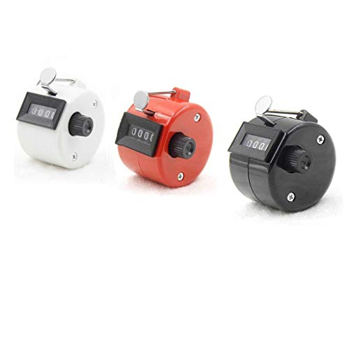Handzähler aus ABS, mechanischer 4-stelliger Golfzähler, manueller Kunststoff-Clicker, schwarz, weiß, rot, 3 Stück Handzähler aus ABS, mechanischer 4-stelliger Golfzähler, manueller Kunststoff-Clicker, schwarz, weiß, rot, 3 Stück von Beikalone