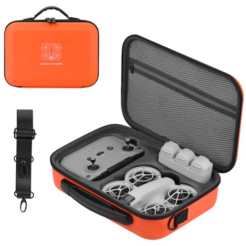 BeisDirect Neo Drohnen-Tragetasche, Reisetasche für DJI NEO Fly More Combo, wasserdichte Aufbewahrungstasche, Umhängetasche, Hartschalen-Schutzhülle für DJI NEO Drohnenzubehör (Orange) von BeisDirect