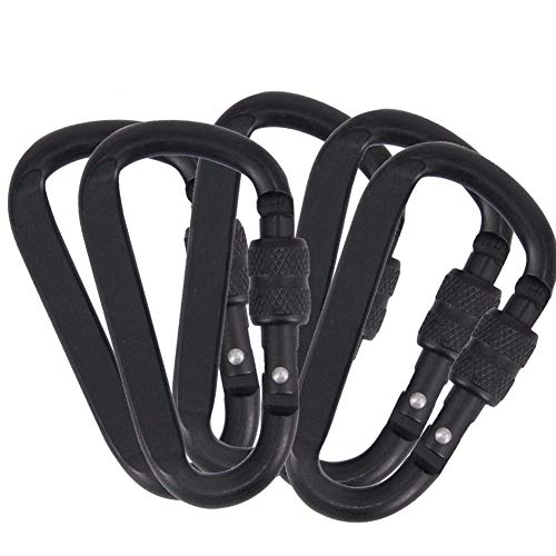 5 Stück Aluminium Karabiner, Schrauben-Verschluss-Climbing D-Form-Feder-Clip-Haken Schnalle Schlüsselanhänger Karabiner Durable Verbesserte Karabinerhaken von Beito