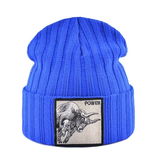 Belachick Strickmützen Hüte Mützen Caps Beanie Männer Outdoor Streetwear Mützen Frauen Gestrickt Hip Hop Hut Jungen Mädchen Mütze Schwarz Strickmütze Blau2Power von Belachick