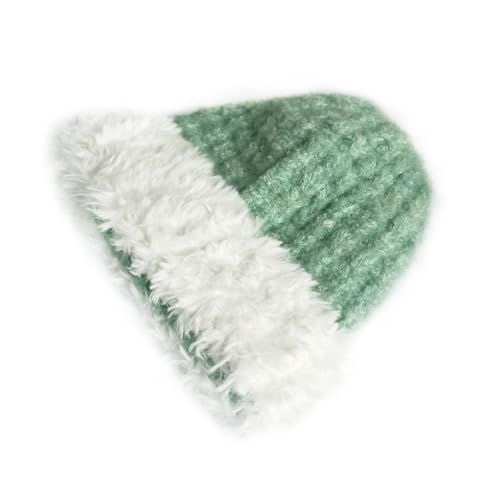 Belachick Strickmützen Hüte Mützen Caps Beanie Strickmützen Für Frauen, Melonenhaut Hüte, Süße Und Süße Herbst Und Winter Warme Wollmützen 浅绿色 von Belachick