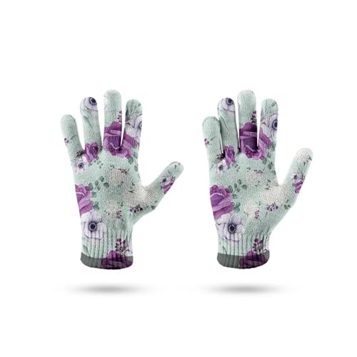 Gloves Mittens Handschuhe Winter Warm Herren Damen Blume Printed Herren Und Damen Winter Skihandschuhe Outdoor Reithandschuh Frauen Verdicken Warme Stretch Touchscreen Strickhandschuhe Style6 von Belachick