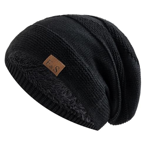 Strickmützen Hüte Mützen Caps Beanie Unisex Slouchy Winter Hüte Männer Und Frauen Warme Mütze Casual Dekor Winter Strickmützen 56Cm-60Cm Schwarz von Belachick