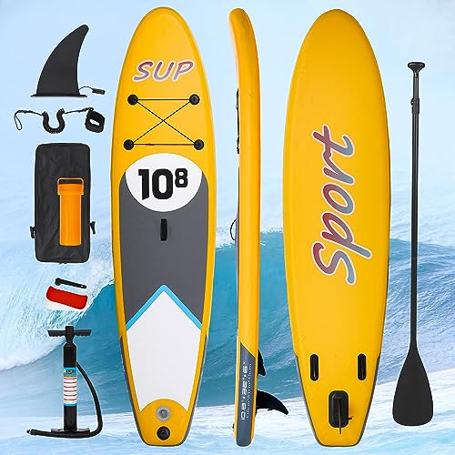 Belect Stand Up Paddling Board, Aufblasbares Stand Up Paddling Board Set, 329cm, Inflatable Surfboard, Paddelbrett Kit mit Verstellbarem Paddle, Fußband, Pumpe, Rucksack von Belect