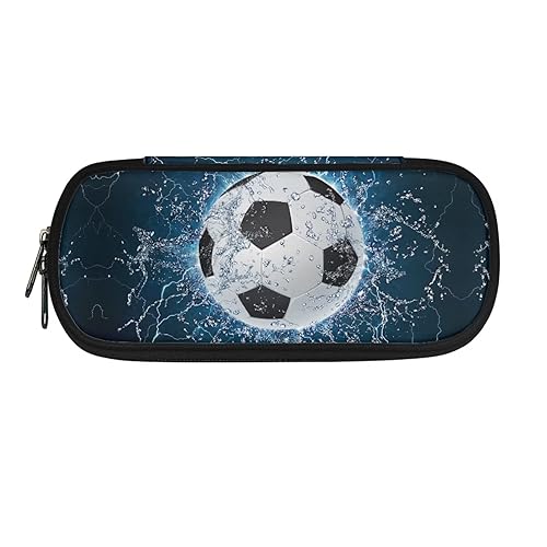 Belidome Großes Federmäppchen mit Reißverschluss, für Schule, Büro, Stifteetui, Aufbewahrungstasche, Fußball-Wasser, Einheitsgröße, Schulranzen-Set von Belidome