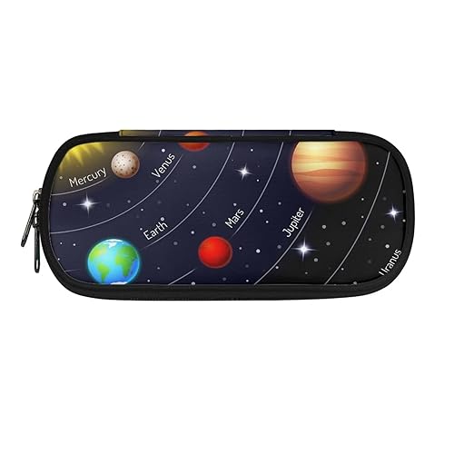 Belidome Großes Federmäppchen mit Reißverschluss, für Schule, Büro, Stifteetui, Aufbewahrungstasche, Sonnensystem Planet Galaxie, Einheitsgröße, Schulranzen-Set von Belidome