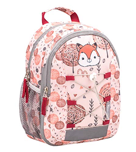 Belmil Kinderrucksack Mädchen für 1-3 Jährige - Super Leichte 260 g/Kindergarten/Krippenrucksack Kindergartentasche Kindertasche/Fuchs Fox/Rot (305-9 Woodland Foxy) von Belmil