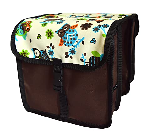 FAHRRADTASCHE Kinder Satteltasche Gepäckträgetasche Doppel 2 x 5l (3. Mini - Eule hell) von Beluko