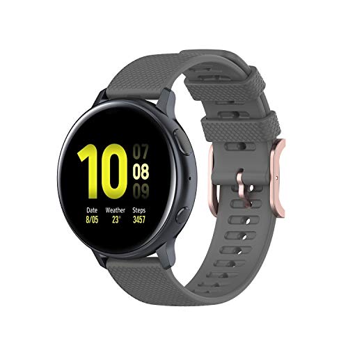 Bemodst 20mm Breite Weiches Silikon Uhrenarmband für Samsung Galaxy Watch Active 3 Armband, Active 2, Active, Galaxy Watch 3 41mm, Galaxy Watch 42mm (Gray) von Bemodst