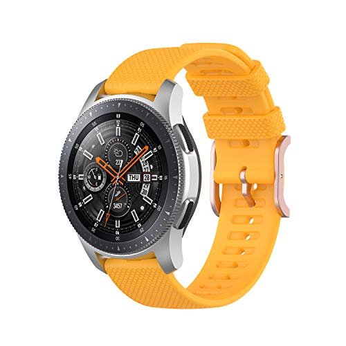 Bemodst Kompatibel für Samsung Galaxy Watch 3 45mm Armband, Galaxy Watch 46mm, 22mm Textur Silikon Armband Fitness Uhr Ersatzband Sport Armband (Yellow) von Bemodst