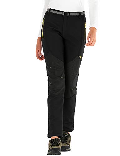 BenBoy Damen Wanderhose Wasserdicht Softshellhose Outdoorhose Winddicht Warm Gefüttert Winter Skihose Snowboardhose Trekkinghose,KZ16607W-Black1-XS von BenBoy