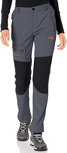 BenBoy Damen Wanderhose Wasserdicht Softshellhose Outdoorhose Winddicht Warm Gefüttert Winter Skihose Snowboardhose Trekkinghose,KZ1672W-Grey-L von BenBoy