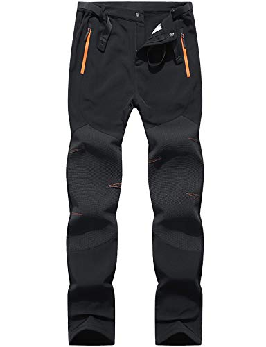 BenBoy Damen Wanderhose Wasserdicht Softshellhose Outdoorhose Winddicht Warm Gefüttert Winter Skihose Snowboardhose Trekkinghose,KZ2987W-Black-XL von BenBoy