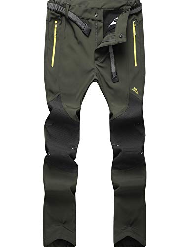 BenBoy Herren Wanderhose Wasserdicht Softshellhose Outdoorhose Winddicht Warm Gefüttert Skihose Snowboardhose Winter Trekkinghose,KZ16607M-Armygreen-S von BenBoy