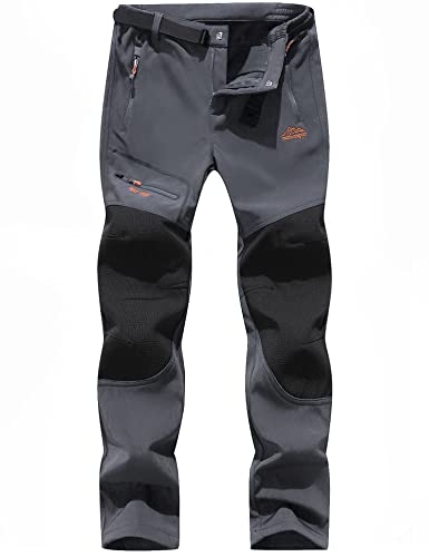 BenBoy Herren Wanderhose Wasserdicht Softshellhose Outdoorhose Winddicht Warm Gefüttert Skihose Snowboardhose Winter Trekkinghose,KZ1672M-Grey-XS von BenBoy