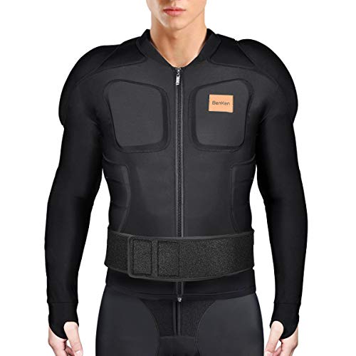 BenKen Skiing Body Short Protector Schutzausrüstung Pad mit Futter Motor Brust Schulter Rückenschutz verstellbare Jacke Damen Herren Obermaterial Gepolsterte (XL, Lange Ärmel) von BenKen