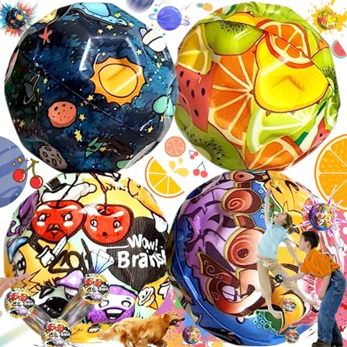 Benaton 4 Stück Astro Jump Ball Moon Ball, Mini Bouncing Ball Toy Loch-Ball, Kinder Gummiball Spaceballs, Hohe Bouncing Ball, Moon Ball, Partygeschenke Kinder, 6 cm(Raum, Obst, Gekritzel, Kirsche) von Benaton