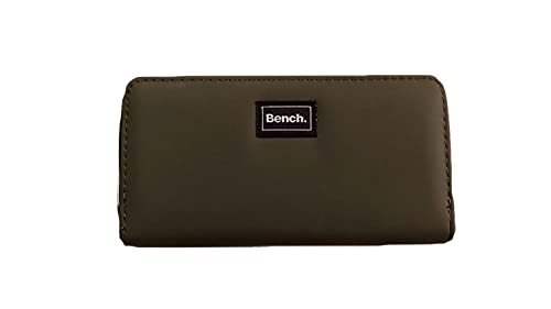 Bench Große XXL Damen Geldbörse Portemonnaie Brieftasche Reißverschluss Clutch, Farbe:Oliv von Bench