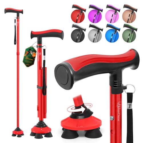 BeneCane Gehstock für Männer & Frauen Klappbar Einstellbar leicht stabil zusammenklappbare Heavy Duty mit weichen TPR T-Griff und Reisetasche Rot BeneCane Gehstock für Männer & Frauen Klappbar Einstellbar leicht stabil zusammenklappbare Heavy Duty mit weichen TPR T-Griff und Reisetasche Rot von BeneCane