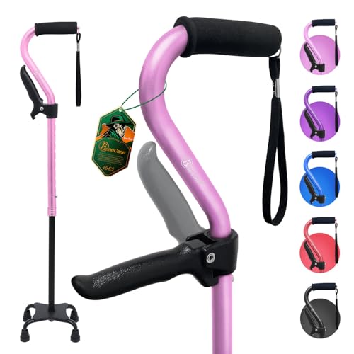 BeneCane Quad Stock mit zweitem Griff Verstellbarer Gehstock mit weichem, gepolstertem Handgriff für Männer und Frauen, leicht und bequem, Gehstöcke mit 4-zackigen Füßen für Stabilität BeneCane Quad Stock mit zweitem Griff Verstellbarer Gehstock mit weichem, gepolstertem Handgriff für Männer und Frauen, leicht und bequem, Gehstöcke mit 4-zackigen Füßen für Stabilität von BeneCane