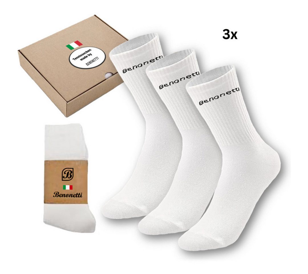 Benonetti Tennissocken Socken für Herren & Damen - Unisex Laufsocken Sportsocken Baumwolle (6 Paar, 3er-Pack) Mit Logo von Benonetti