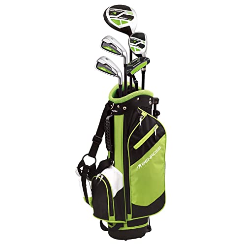 BENROSS Aero Junior Golf-Set aus Edelstahl und Graphit, für Kinder, 7 Eisen, PW-Eisen, 1 Hybrid, 1 Driver, 1 Putter, 124 bis 139 cm, Grün BENROSS Aero Junior Golf-Set aus Edelstahl und Graphit, für Kinder, 7 Eisen, PW-Eisen, 1 Hybrid, 1 Driver, 1 Putter, 124 bis 139 cm, Grün von Benross