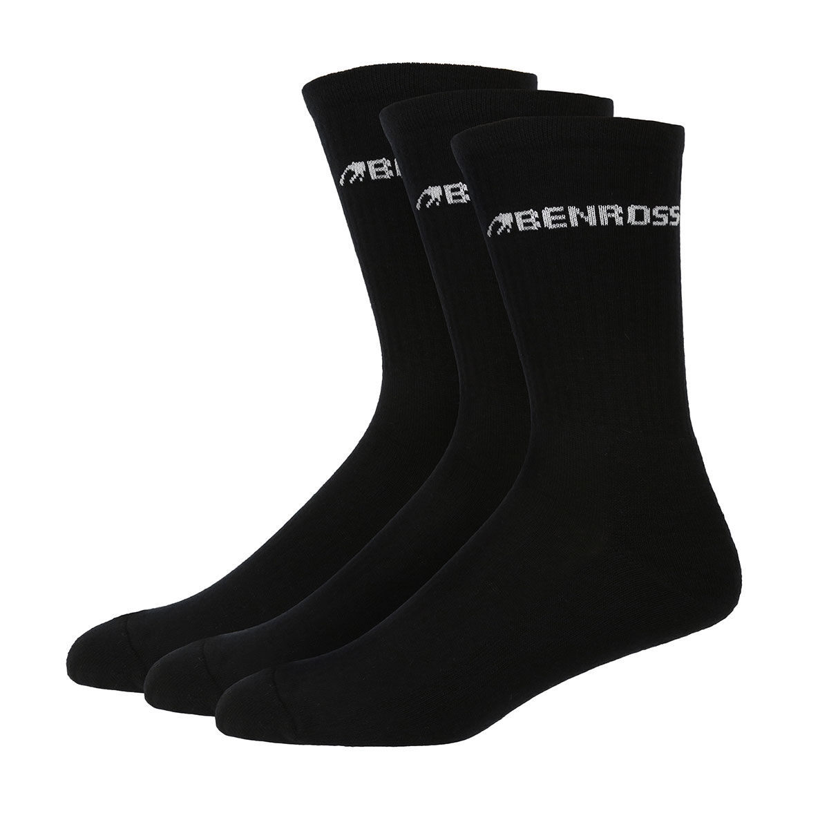 Benross Men's Cragg Crew Golf Socks - 3 Pack, Mens, Black, 6-8.5 | American Golf von Benross