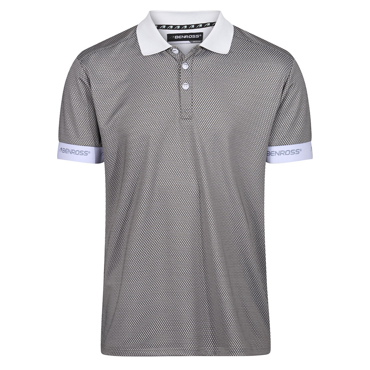 Benross Golf Polo Shirt, Men's Honeycomb Jacquard, Mens, Mid grey, Small | American Golf von Benross