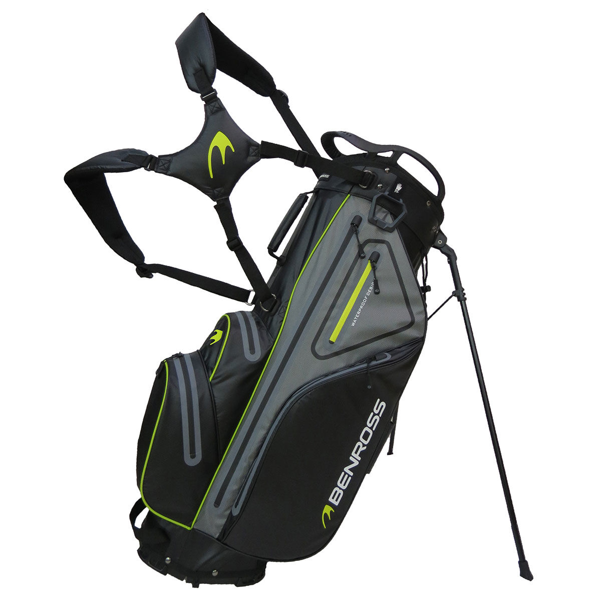 Benross Protec 5.0 Waterproof Golf Stand Bag, Black/charcoal/lime | American Golf von Benross