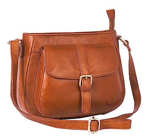 Benthill Damen Handtasche Leder - Shopper aus weichem hochwertigem Echt-Leder - Vintage Fashion Bag Beutel - Schultertasche - Umhängetaschen, Farbe:Braun von Benthill