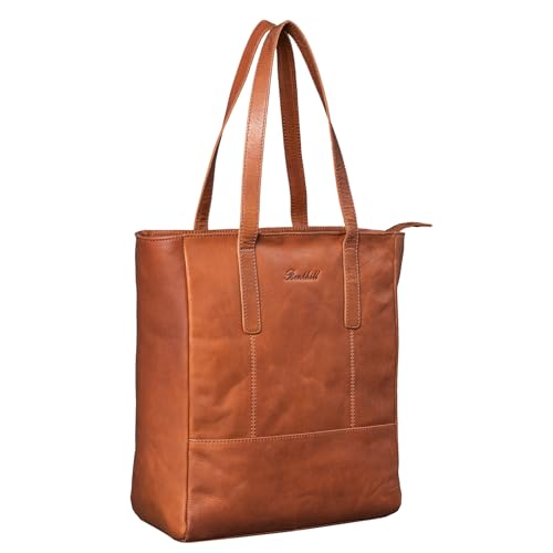 Benthill Shopper Damen Echt Leder | Handtasche aus echtem Rindsleder | Frauen Schultertasche Groß | Vintage Henkeltasche, Farbe:Braun von Benthill