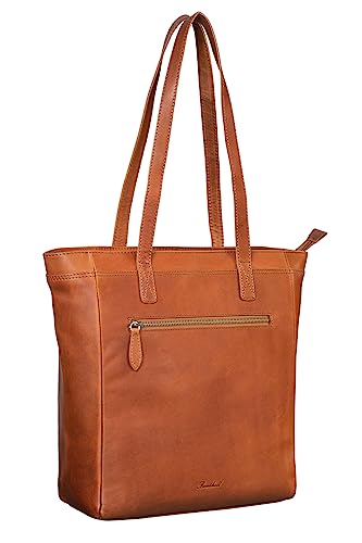 Benthill Damen Shopper Leder - Umhängetasche aus Rindsleder - Handtasche mit Reißverschluss - Schultertasche/Ledertasche - Vintage Beutel, Farbe:Braun von Benthill