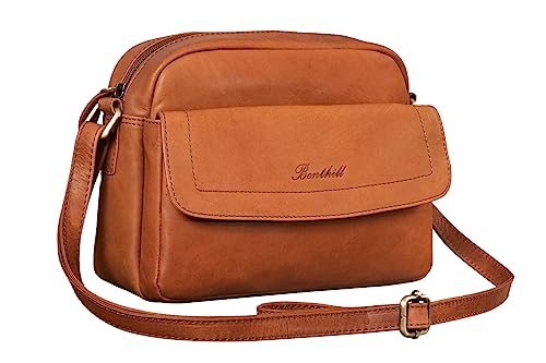 Benthill Damen Tasche aus Echt-Leder - Umhängetasche aus Rindsleder - Handtasche mit Reißverschluss - Vintage Frauen Schultertasche, Farbe:Braun Benthill Damen Tasche aus Echt-Leder - Umhängetasche aus Rindsleder - Handtasche mit Reißverschluss - Vintage Frauen Schultertasche, Farbe:Braun von Benthill