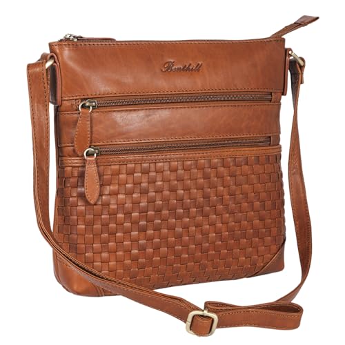 Benthill Echt Leder Umhängetasche | Damen Schultertasche aus Rindsleder | Schmale Vintage Damen Handtasche mit geflochtenem Muster, Farbe:Braun Benthill Echt Leder Umhängetasche | Damen Schultertasche aus Rindsleder | Schmale Vintage Damen Handtasche mit geflochtenem Muster, Farbe:Braun von Benthill