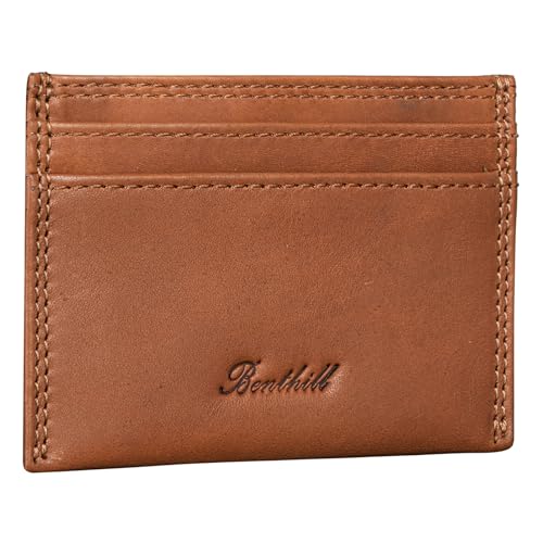 Benthill Kartenetui aus Echt Leder | Slim Mini Geldbörse für Damen & Herren | RFID Schutz - Kleines Portemonnaie, Farbe:Braun Benthill Kartenetui aus Echt Leder | Slim Mini Geldbörse für Damen & Herren | RFID Schutz - Kleines Portemonnaie, Farbe:Braun von Benthill