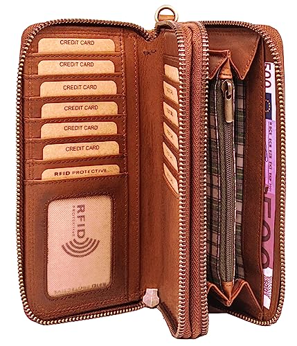 Benthill Große Geldbörse Echt Leder | Portemmonnaie mit RFID Schutz | Reißverschluss Portemonnaie mit vielen Kartenfächern inkl. Geschenkbox, Farbe:Braun Benthill Große Geldbörse Echt Leder | Portemmonnaie mit RFID Schutz | Reißverschluss Portemonnaie mit vielen Kartenfächern inkl. Geschenkbox, Farbe:Braun von Benthill