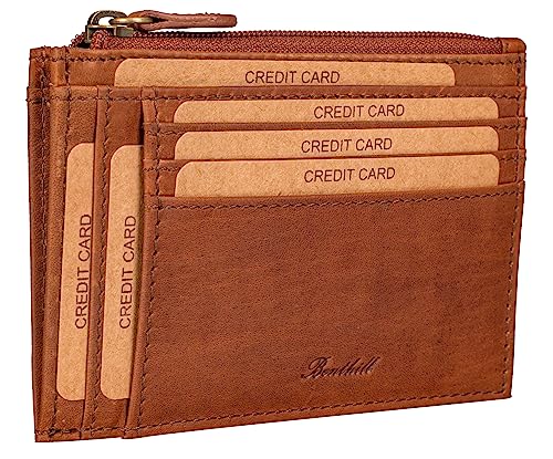 Benthill Leder Kreditkartenetui - Slim Portemonnaie aus echtem Leder - Schmale Leder-geldbörse mit Kreditkartenfächer und Münzfach - Mini Wallet, Farbe:Braun Benthill Leder Kreditkartenetui - Slim Portemonnaie aus echtem Leder - Schmale Leder-geldbörse mit Kreditkartenfächer und Münzfach - Mini Wallet, Farbe:Braun von Benthill