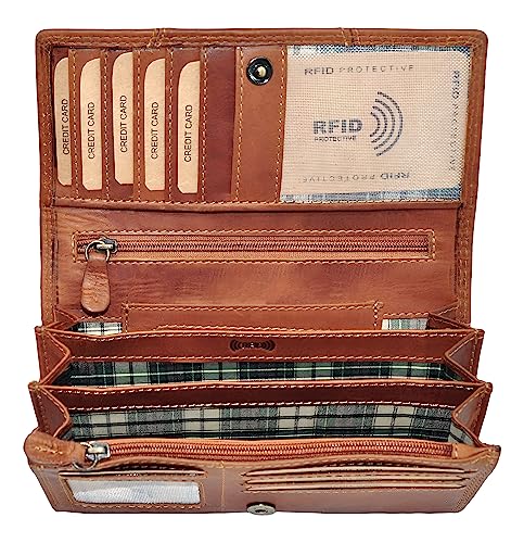 Benthill Portemonnaie Damen Leder - Hochwertige weiche Vintage Echtleder Damen Geldbörse mit RFID Schutz - Grosse Damenbörse lang - Frauen Portmonee inkl. Geschenkbox, Farbe:Braun Benthill Portemonnaie Damen Leder - Hochwertige weiche Vintage Echtleder Damen Geldbörse mit RFID Schutz - Grosse Damenbörse lang - Frauen Portmonee inkl. Geschenkbox, Farbe:Braun von Benthill