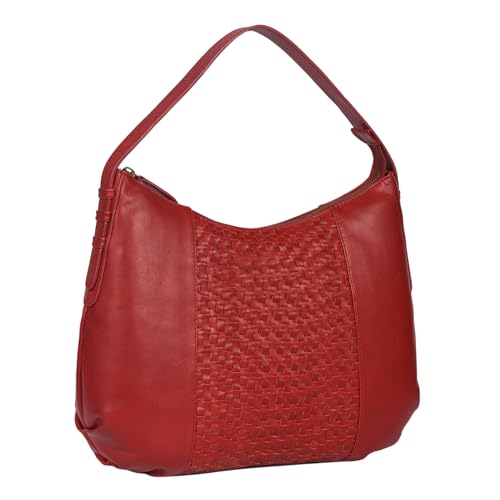 Benthill Schultertasche Damen Echt Leder | Henkeltasche aus hochwertigem Rindsleder | Kleine Vintage Hobo Bag Beutel mit geflochtenem Muster, Farbe:Rot Benthill Schultertasche Damen Echt Leder | Henkeltasche aus hochwertigem Rindsleder | Kleine Vintage Hobo Bag Beutel mit geflochtenem Muster, Farbe:Rot von Benthill