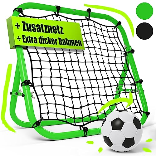 BENTSON Rebounder für Fußball Kinder und Profis I Inkl. Ersatznetz I Robuster Rahmen I Auch für Handball, Volleyball und Basketball I Rückprallwand Prellwand Fussball I Neongrün I 100x100 cm von Bentson