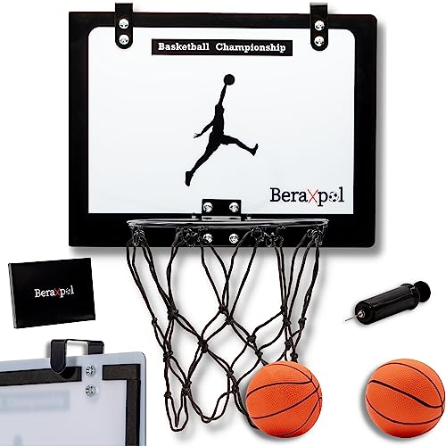 BERAXPOL Mini-Basketballkorb für Kinder und Erwachsene, Korb zum Aufhängen an der Tür, komplett mit Reifen, 2 Bällen und Luftpumpe, originelles Geschenk von Beraxpol