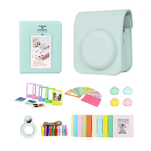 Berfea Schutzhülle Kameratasche kompatibel mit Fujifilm Instax Mini 12 Kamera, Sofortbildkamera-Zubehör-Set, mit Buchalbum/Aufklebern/Farbfilter/Wanddekorrahmen/Selfie-Objektiv, grün Berfea Schutzhülle Kameratasche kompatibel mit Fujifilm Instax Mini 12 Kamera, Sofortbildkamera-Zubehör-Set, mit Buchalbum/Aufklebern/Farbfilter/Wanddekorrahmen/Selfie-Objektiv, grün von Berfea