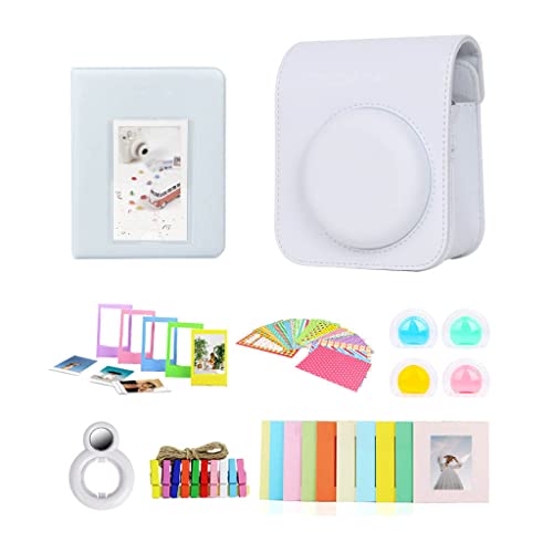 Berfea Schutzhülle für Kamera kompatibel mit Fujifilm Instax Mini 12, Sofortbildkamera Zubehör Set, mit Schultertasche/Buchalbum/Aufklebern/Farbfilter/Wanddekorrahmen/Selfie-Objektiv, weiß Berfea Schutzhülle für Kamera kompatibel mit Fujifilm Instax Mini 12, Sofortbildkamera Zubehör Set, mit Schultertasche/Buchalbum/Aufklebern/Farbfilter/Wanddekorrahmen/Selfie-Objektiv, weiß von Berfea