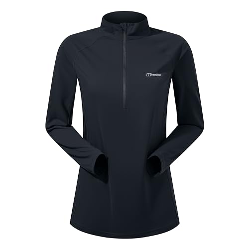 Berghaus Damen 24/7 Schwangerschafts-T-Shirt mit halbem Reißverschluss, langärmelig, Tiefschwarz, Größe 44 Berghaus Damen 24/7 Schwangerschafts-T-Shirt mit halbem Reißverschluss, langärmelig, Tiefschwarz, Größe 44 von Berghaus