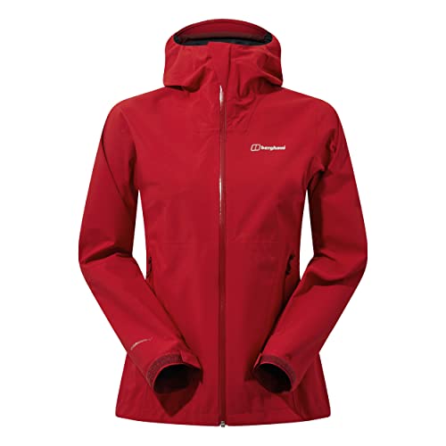 Berghaus Damen Mehan Vented Wasserdichte Shell Jacke, strapazierfähiger, atmungsaktiver Regenmantel, Rot, 40 EU von Berghaus