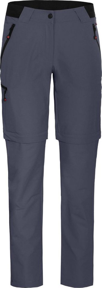 Bergson Zip-off-Hose VIDAA COMFORT Zipp-Off Damen Wanderhose, leicht, strapazierfähig, Kurzgrößen, grau/blau von Bergson