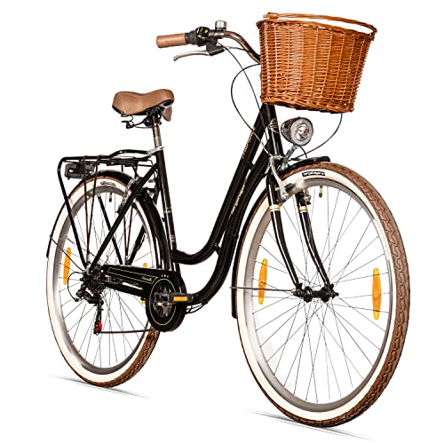 Bergsteiger Marseille 28 Zoll Damenfahrrad, ab 150 cm, Korb aus Rattan, Fahrrad-Licht, Damen-Citybike, Damenrad im Retro-Design«, 6 Gang Shimano Tourney Schaltung, Kettenschaltung Bergsteiger Marseille 28 Zoll Damenfahrrad, ab 150 cm, Korb aus Rattan, Fahrrad-Licht, Damen-Citybike, Damenrad im Retro-Design«, 6 Gang Shimano Tourney Schaltung, Kettenschaltung von Bergsteiger