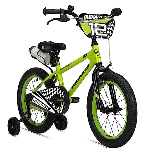 Bergsteiger Monaco 12 Zoll Kinderfahrrad, geeignet für 3 und 4 Jahre, BMX, Stützräder, Rücktrittbremse, Trinkflasche, Kettenschutz von Bergsteiger