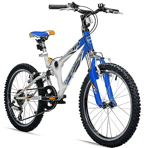 Bergsteiger Montreal 20, 24 Zoll Kinderfahrrad, geeignet für 6,7, 8, 9, 10, 11, 12, 13 Jahre, Shimano 18 Gang-Schaltung, Mountainbike mit Vollfederung, Jungen-Fahrrad, Mädchen-Fahrrad von Bergsteiger